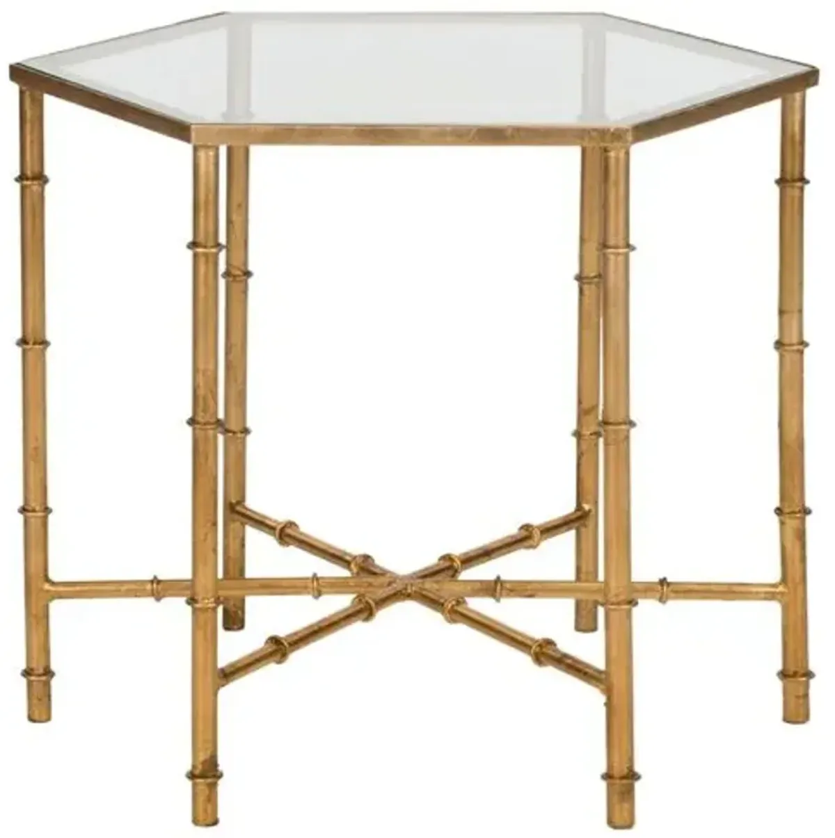 Ashton Bamboo Side Table - Gold/Clear Glass