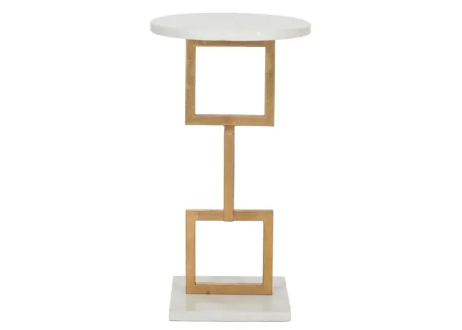 Mattias Side Table - Gold/White