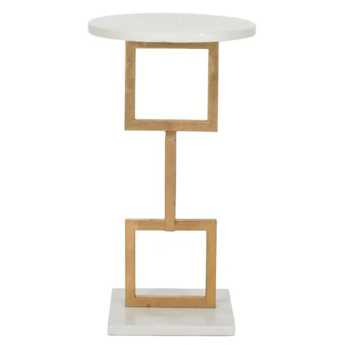 Mattias Side Table - Gold/White