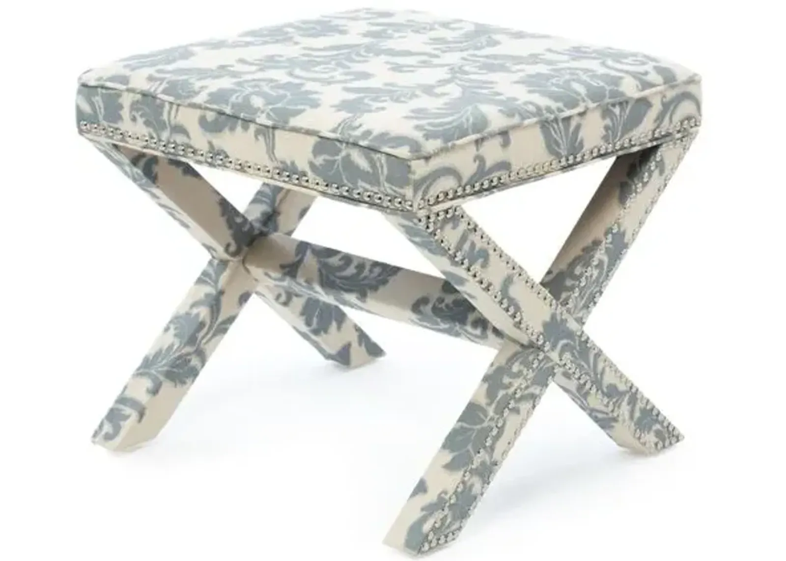 Palmer Ottoman - Beige/Steel Blue