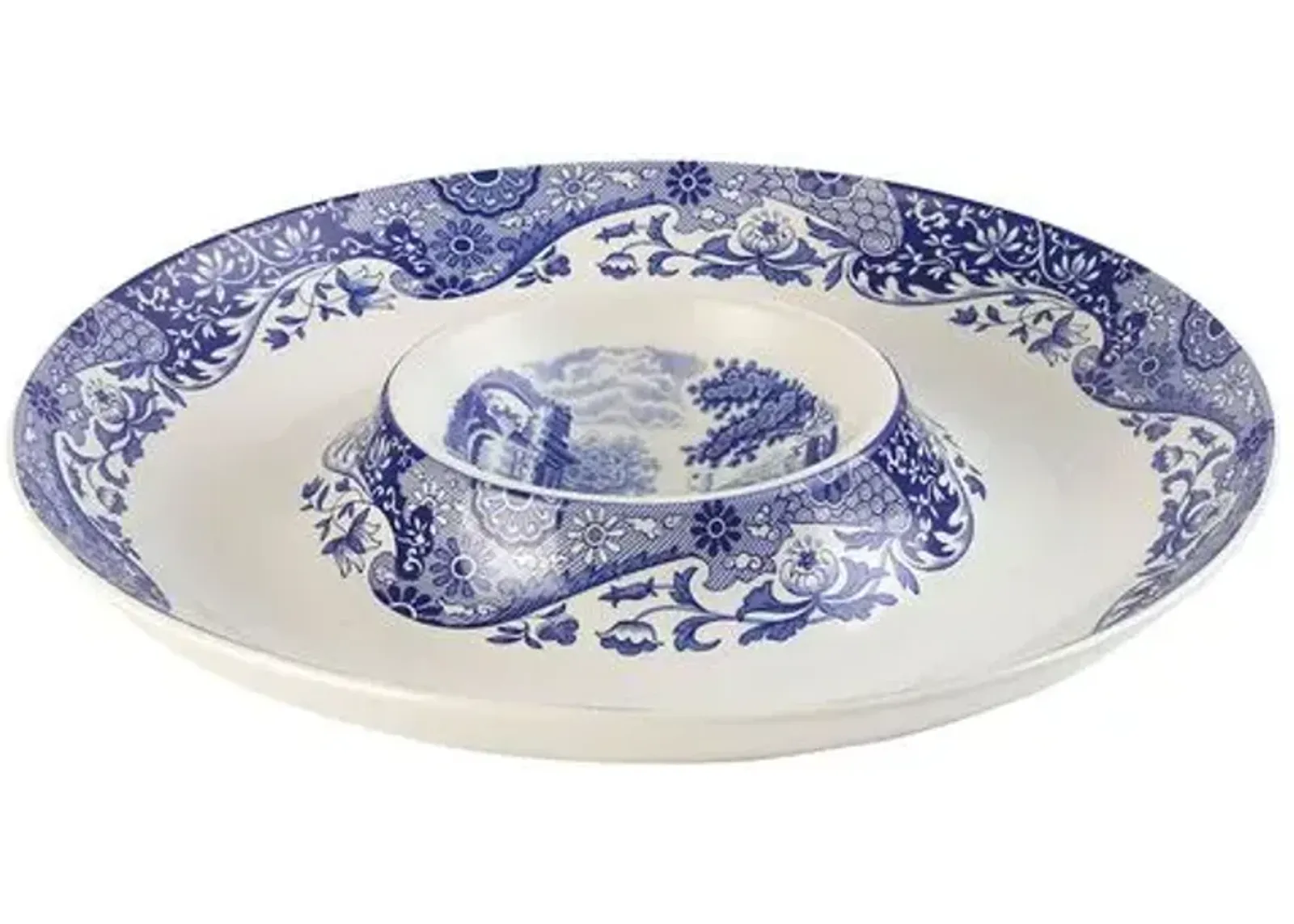 Spode Blue Italian Chip and Dip - White