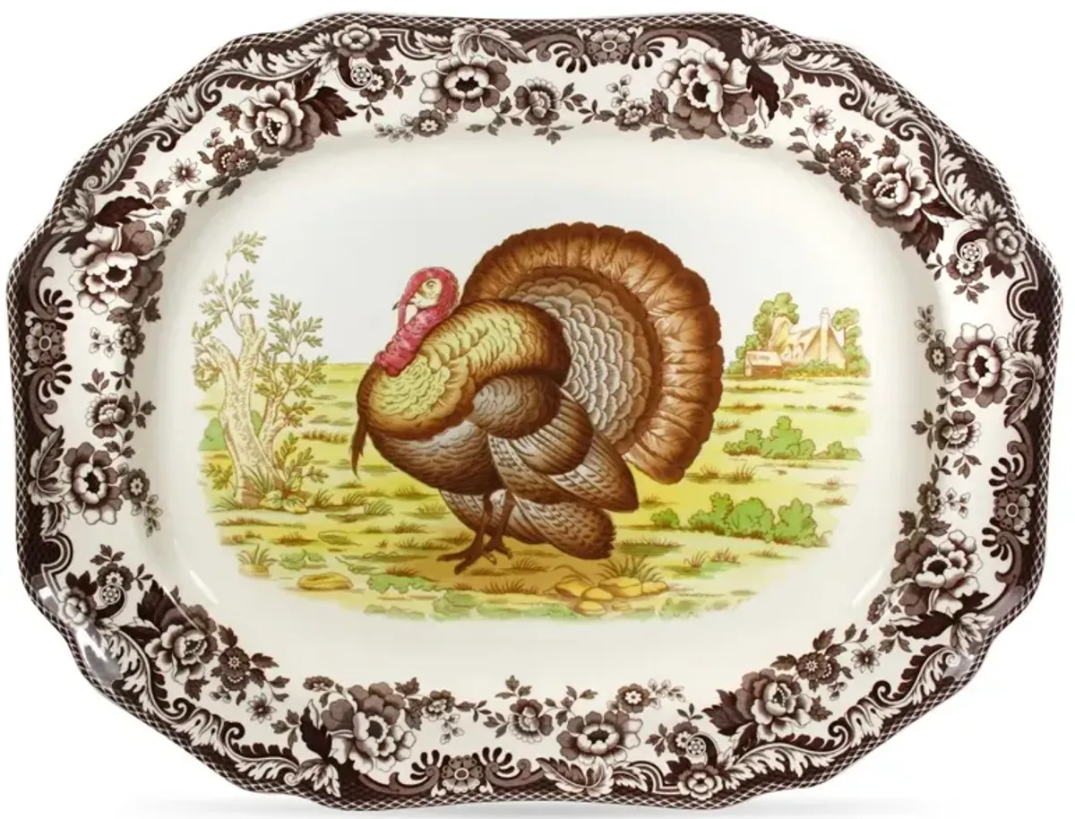 Spode Woodland Octagonal Platter 19 Inch (Turkey)