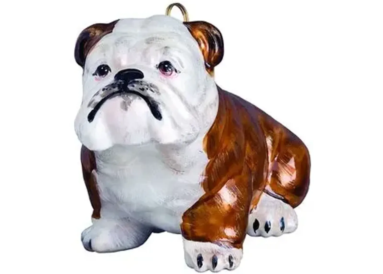 Bulldog Ornament - Brown/White - Handcrafted