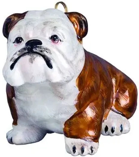 Bulldog Ornament - Brown/White - Handcrafted