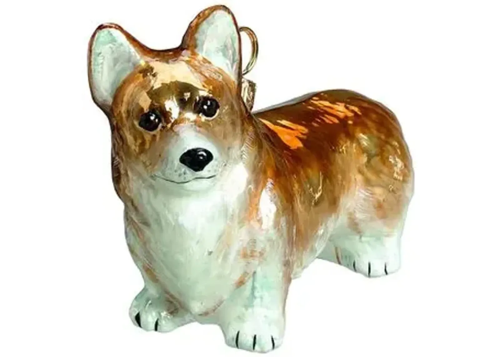 Pembroke Welsh Corgi Ornament - White/Tan - Handcrafted