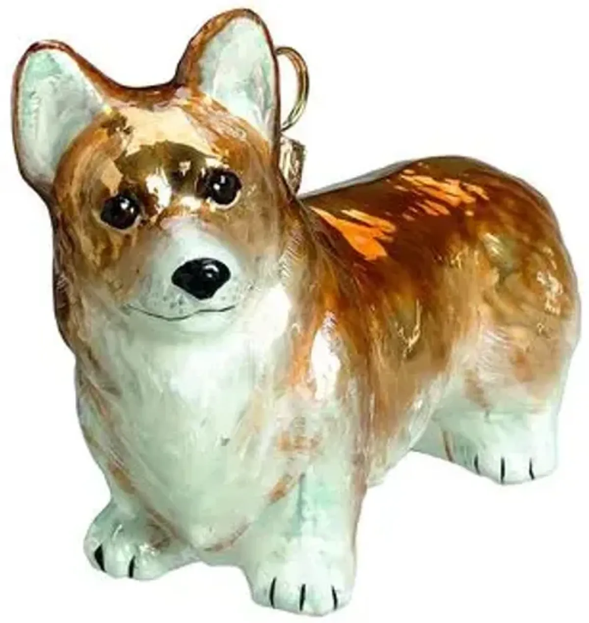 Pembroke Welsh Corgi Ornament - White/Tan - Handcrafted