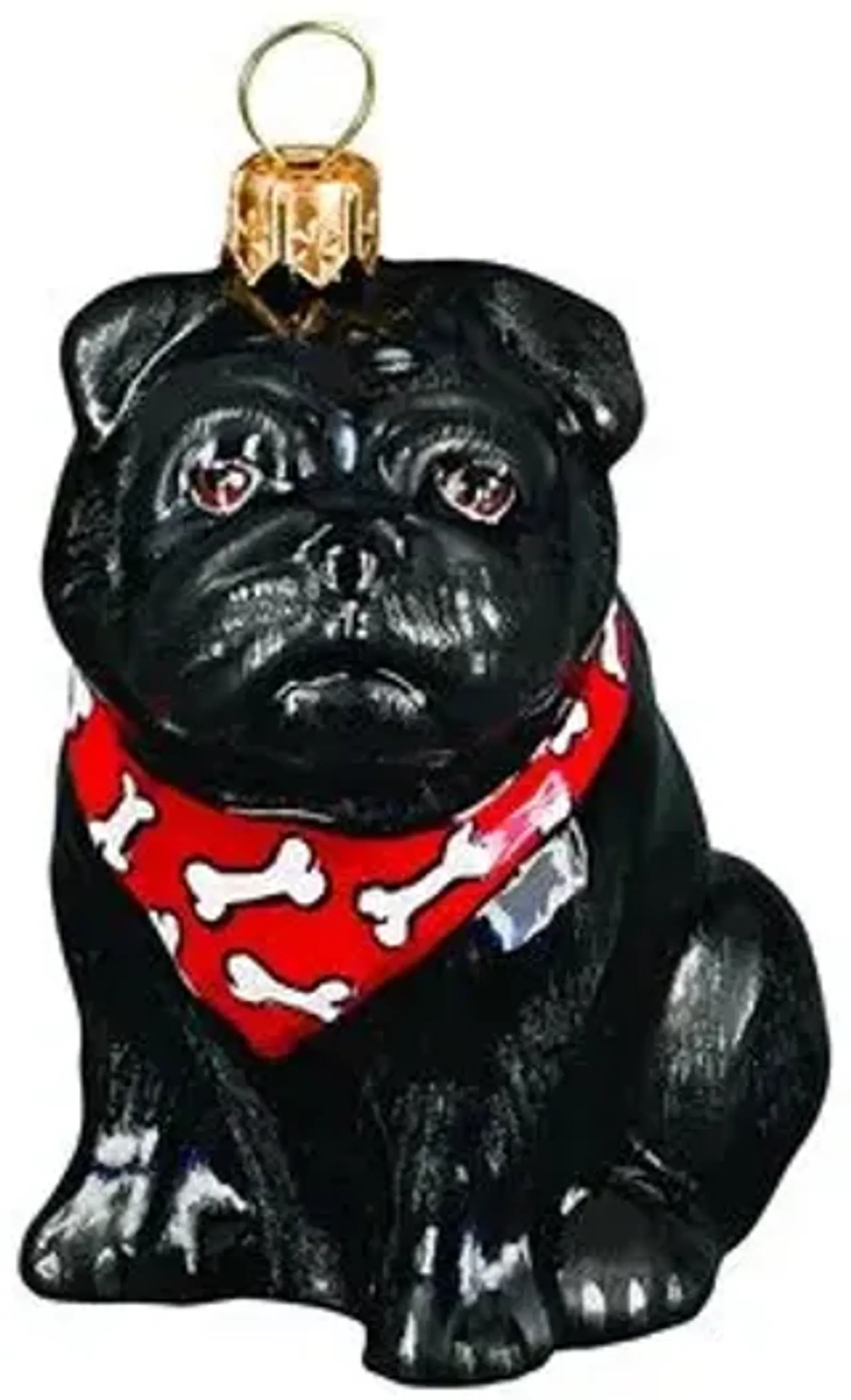 Pug Ornament - Black - Handcrafted