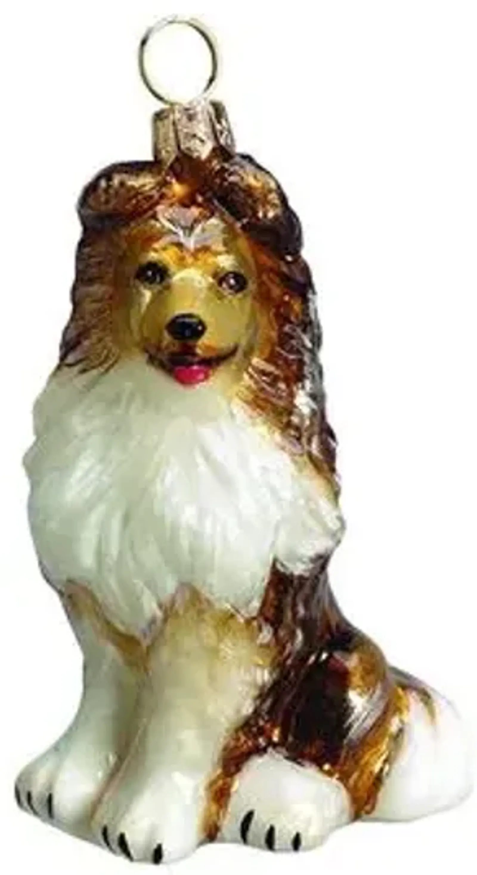 Shetland Sheepdog Ornament - White/Tan - Handcrafted