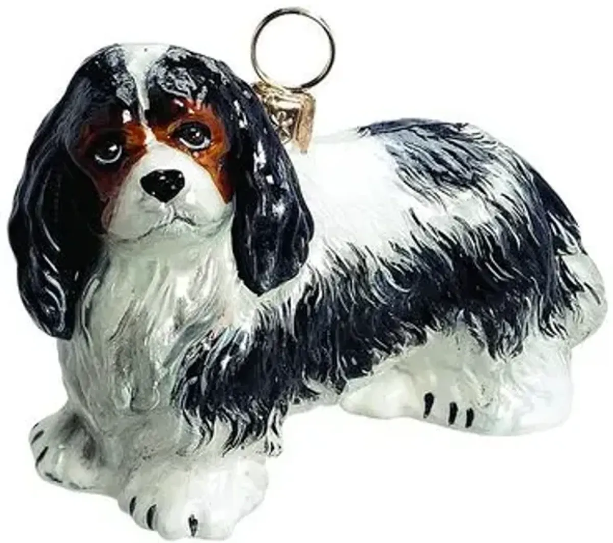 Cavalier King Charles Ornament - White/Black - Handcrafted