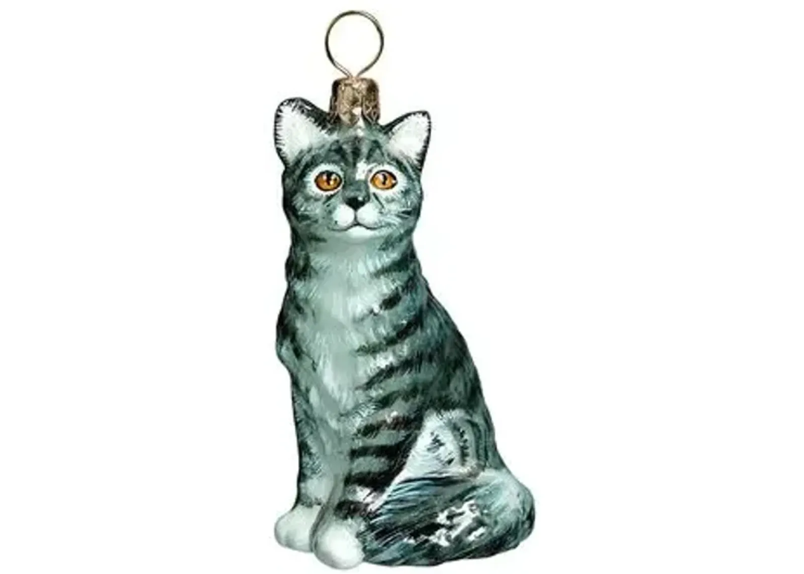 American Shorthair Cat Ornament - Gray - Handcrafted