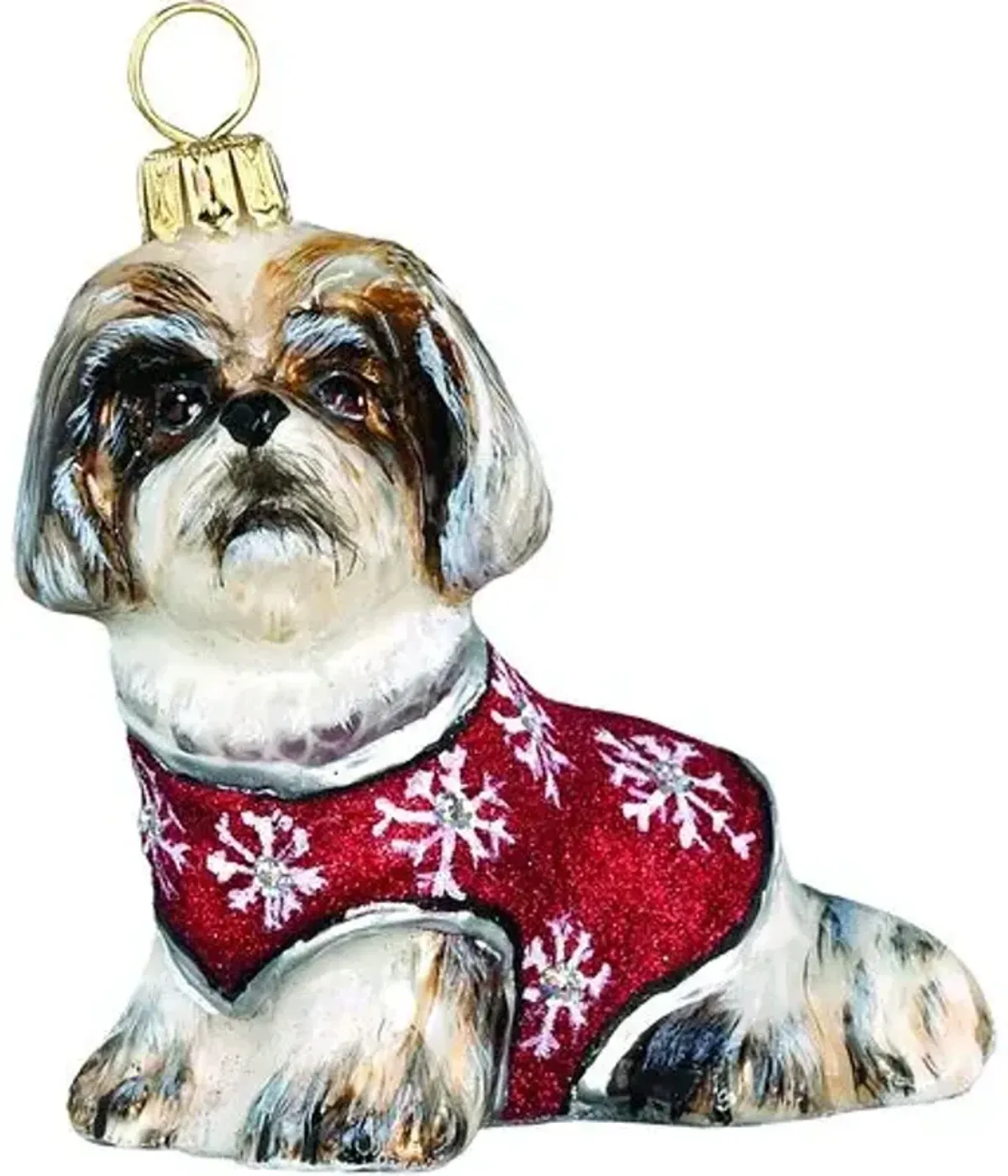 Diva Shih Tzu Ornament - Brown/White - Handcrafted