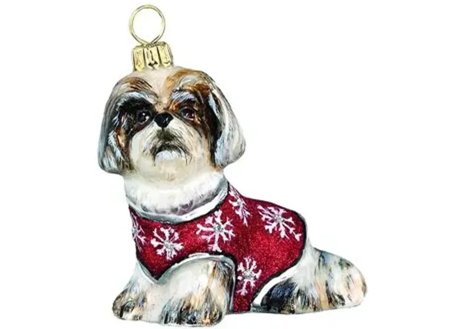 Diva Shih Tzu Ornament - Brown/White - Handcrafted