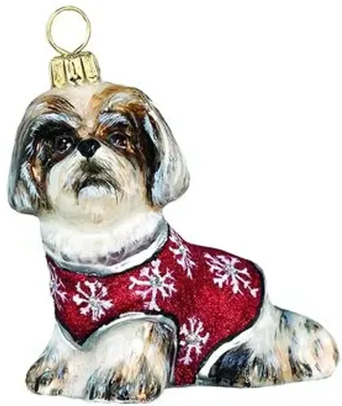 Diva Shih Tzu Ornament - Brown/White - Handcrafted