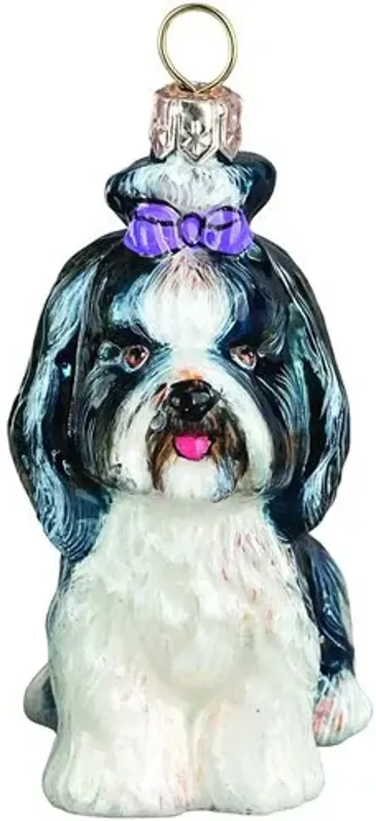 Lily Shih Tzu Ornament - Black/White - Handcrafted