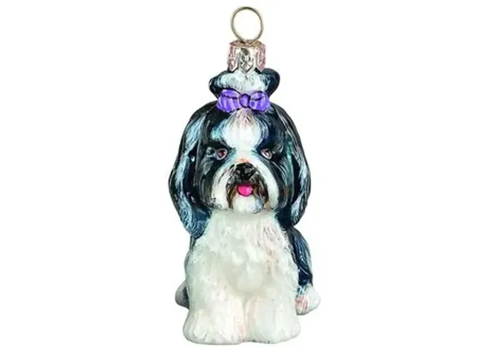 Lily Shih Tzu Ornament - Black/White - Handcrafted