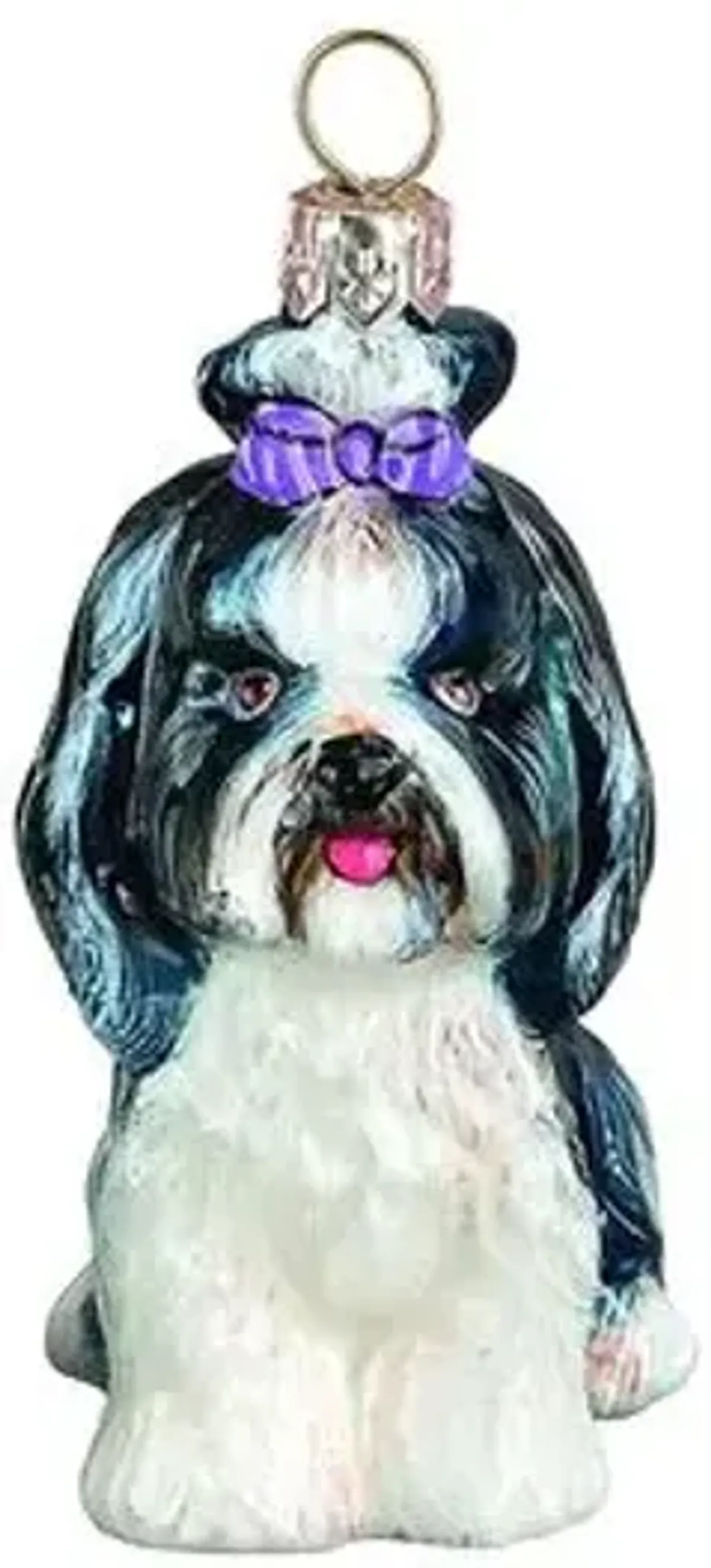 Lily Shih Tzu Ornament - Black/White - Handcrafted