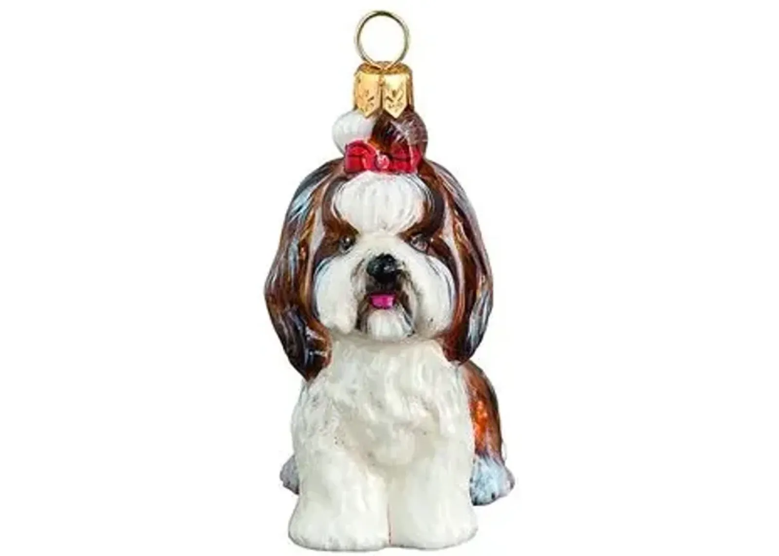 Eloise Shih Tzu Ornament - Brown/White - Handcrafted