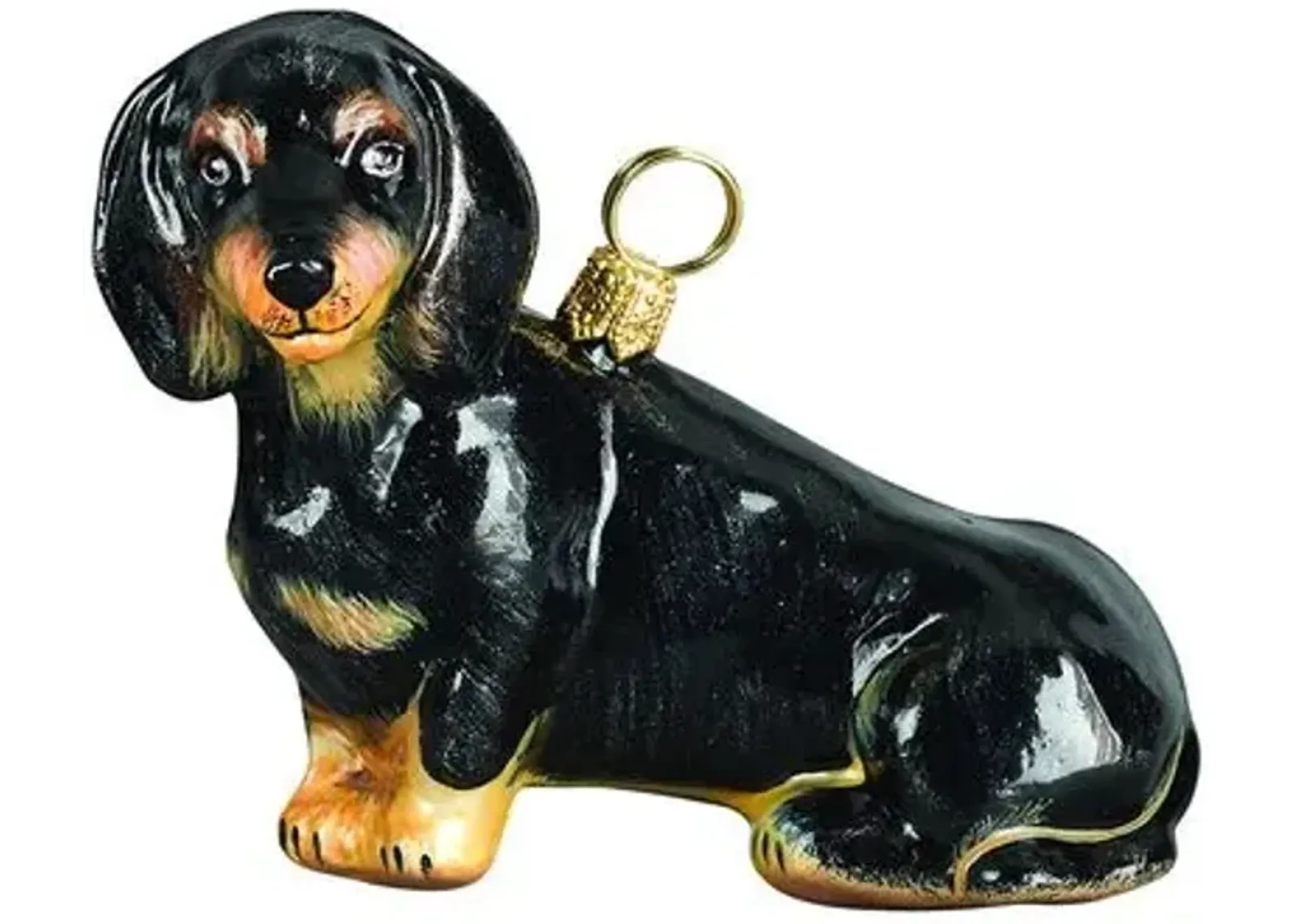 Charlie Dachshund Ornament - Black - Handcrafted