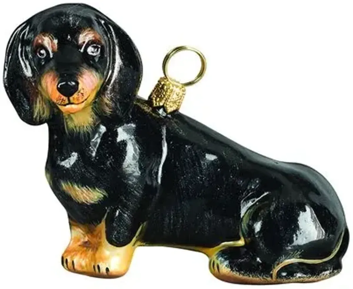 Charlie Dachshund Ornament - Black - Handcrafted