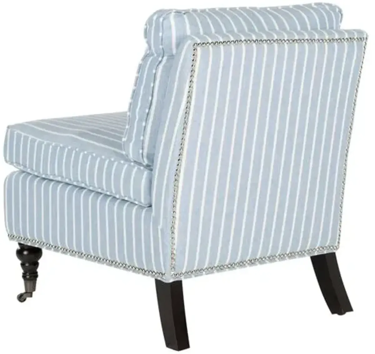 Davis Slipper Chair - Blue/White Linen