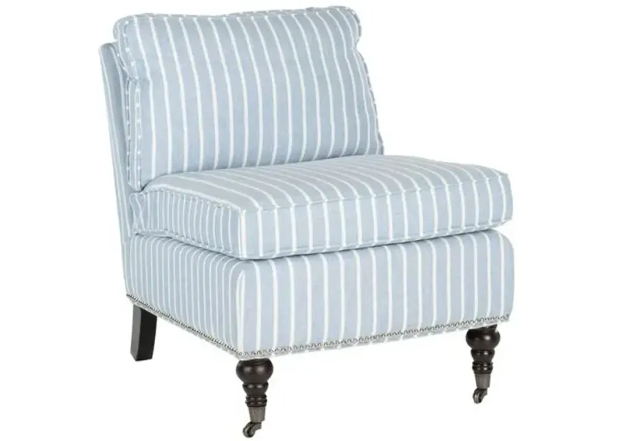 Davis Slipper Chair - Blue/White Linen