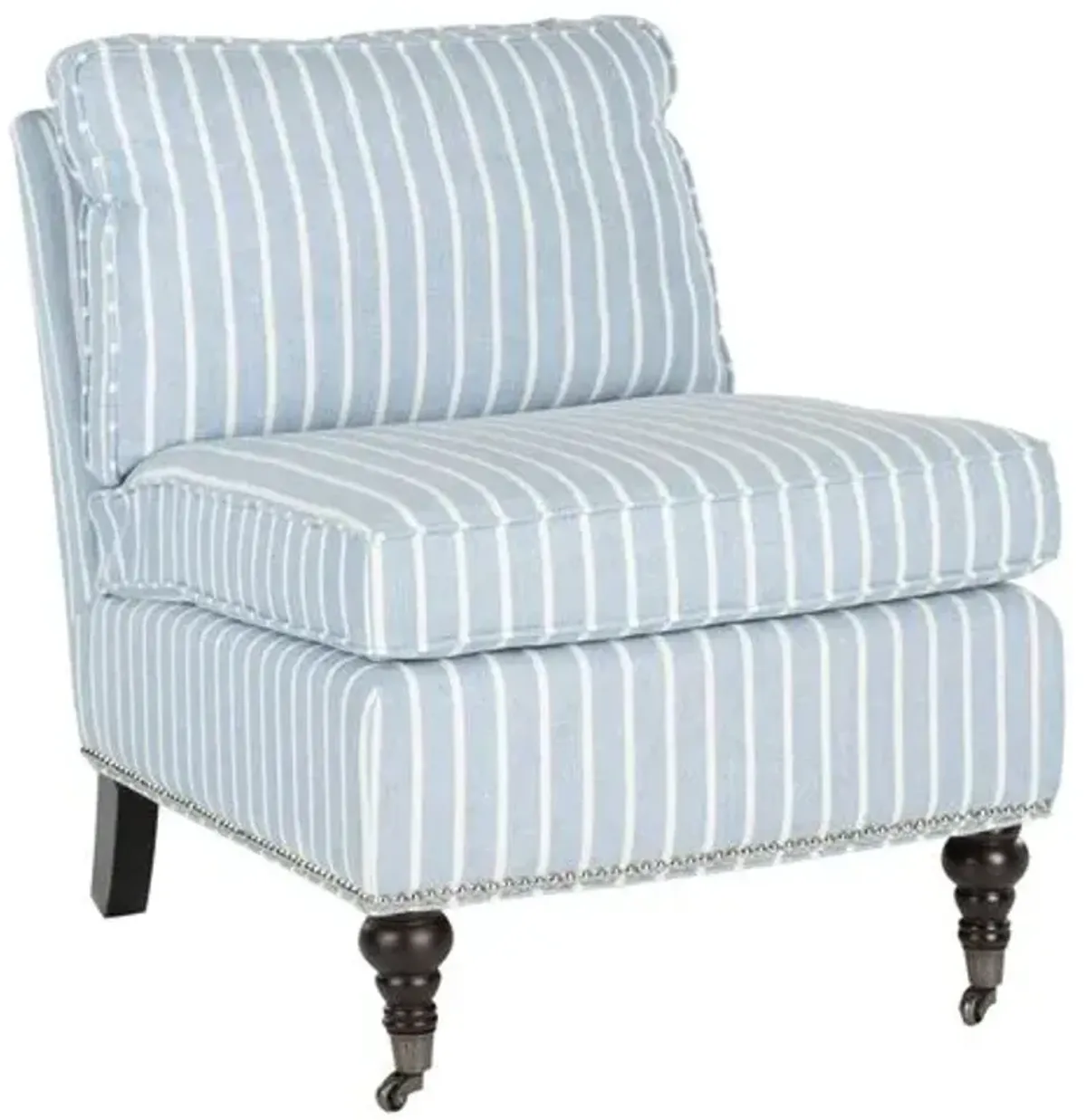 Davis Slipper Chair - Blue/White Linen