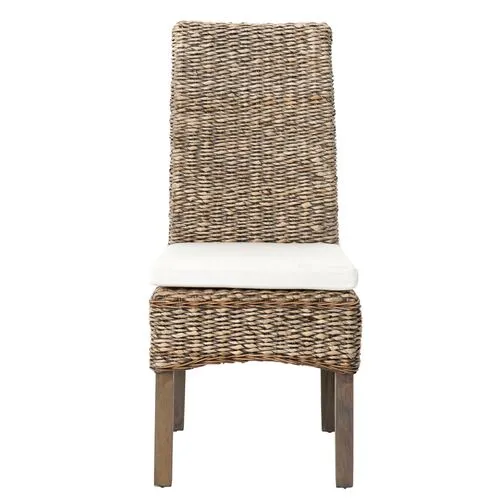 Mae Banana-Leaf Dining Chair - Gray/Cream - White