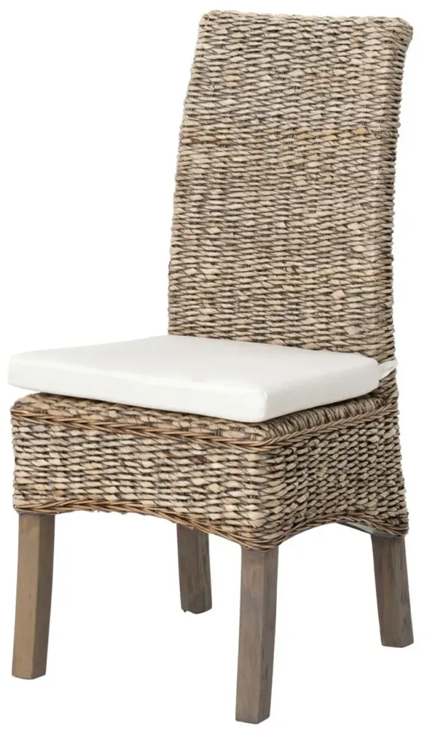 Mae Banana-Leaf Dining Chair, Gray/Cream