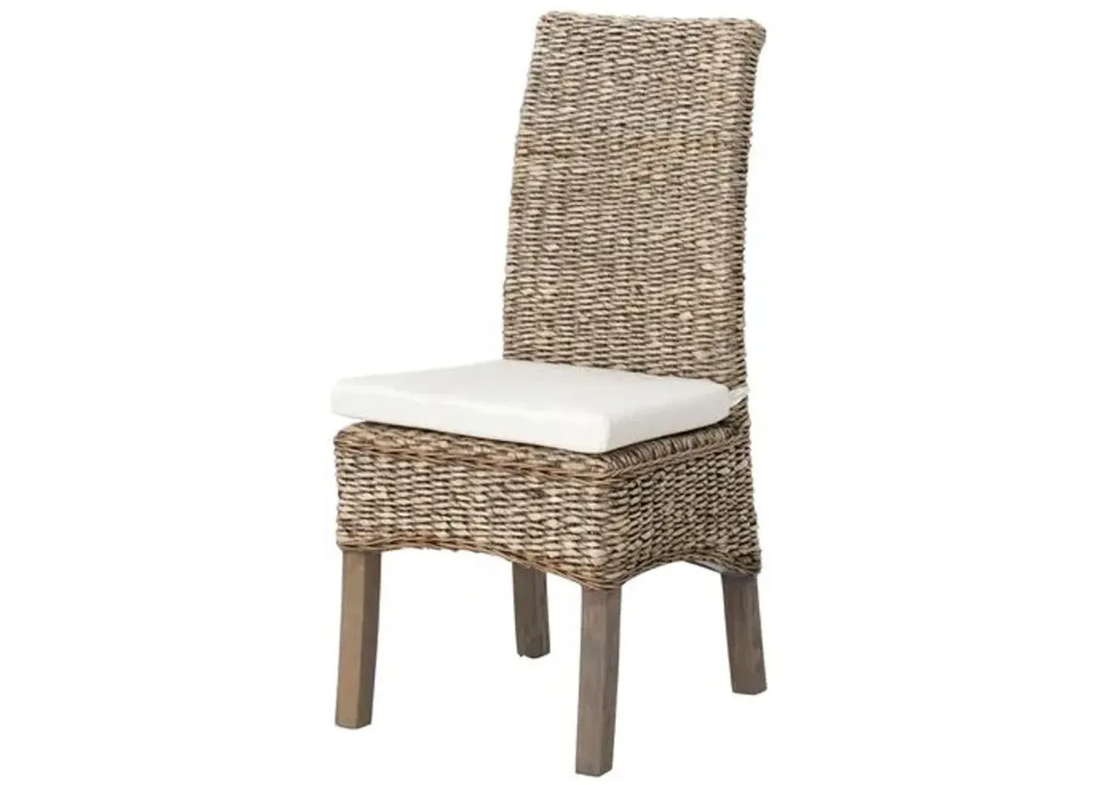 Mae Banana-Leaf Dining Chair - Gray/Cream - White