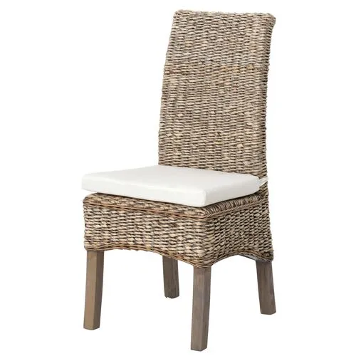 Mae Banana-Leaf Dining Chair - Gray/Cream - White