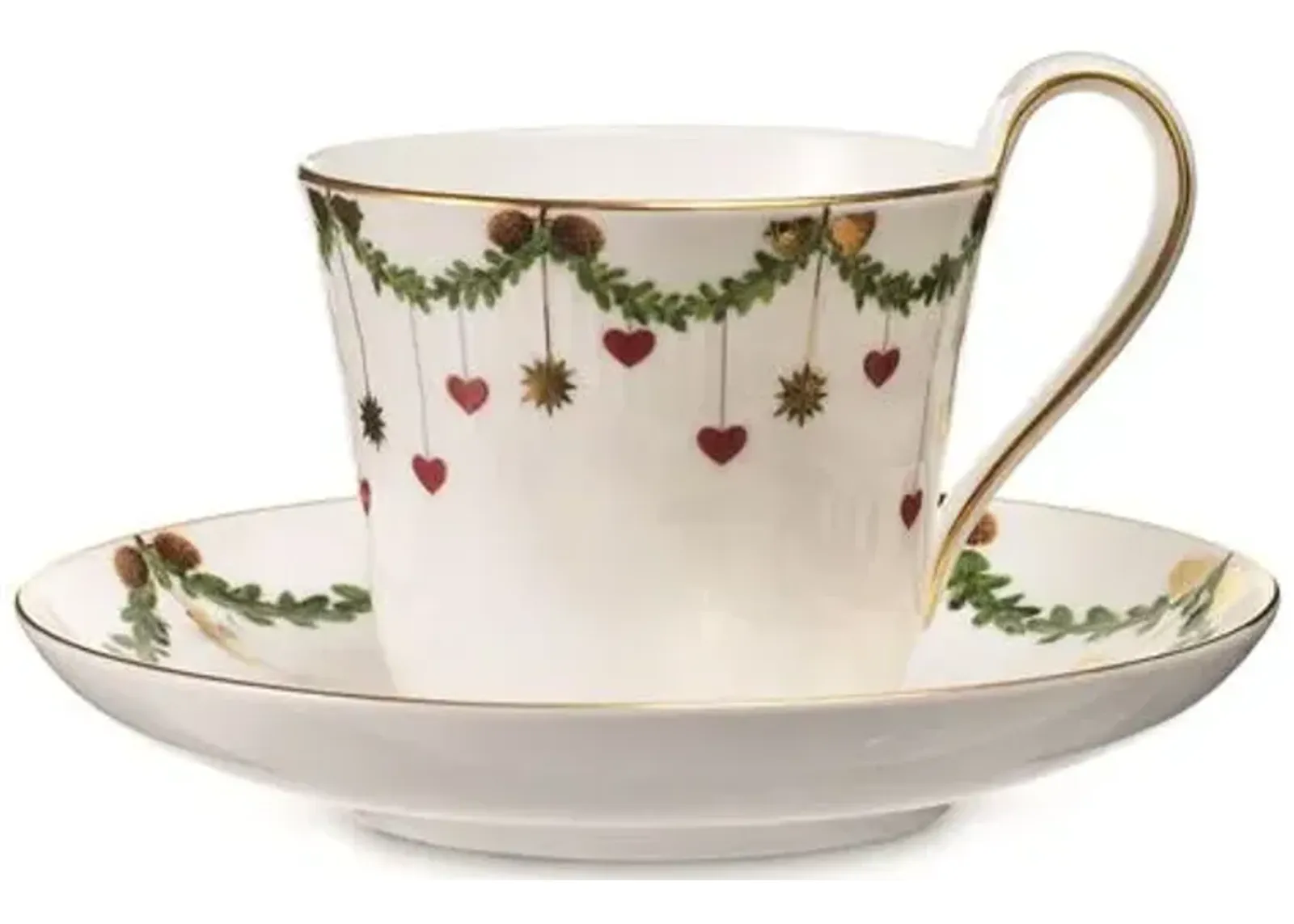 Star Fluted High Handle Cup & Saucer - Royal Copenhagen - Handcrafted - White