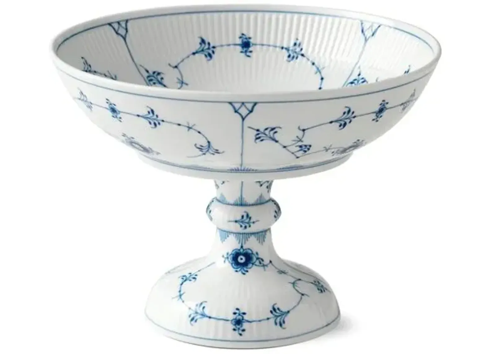 Fluted Plain Dessert Bowl - Blue/White - Royal Copenhagen