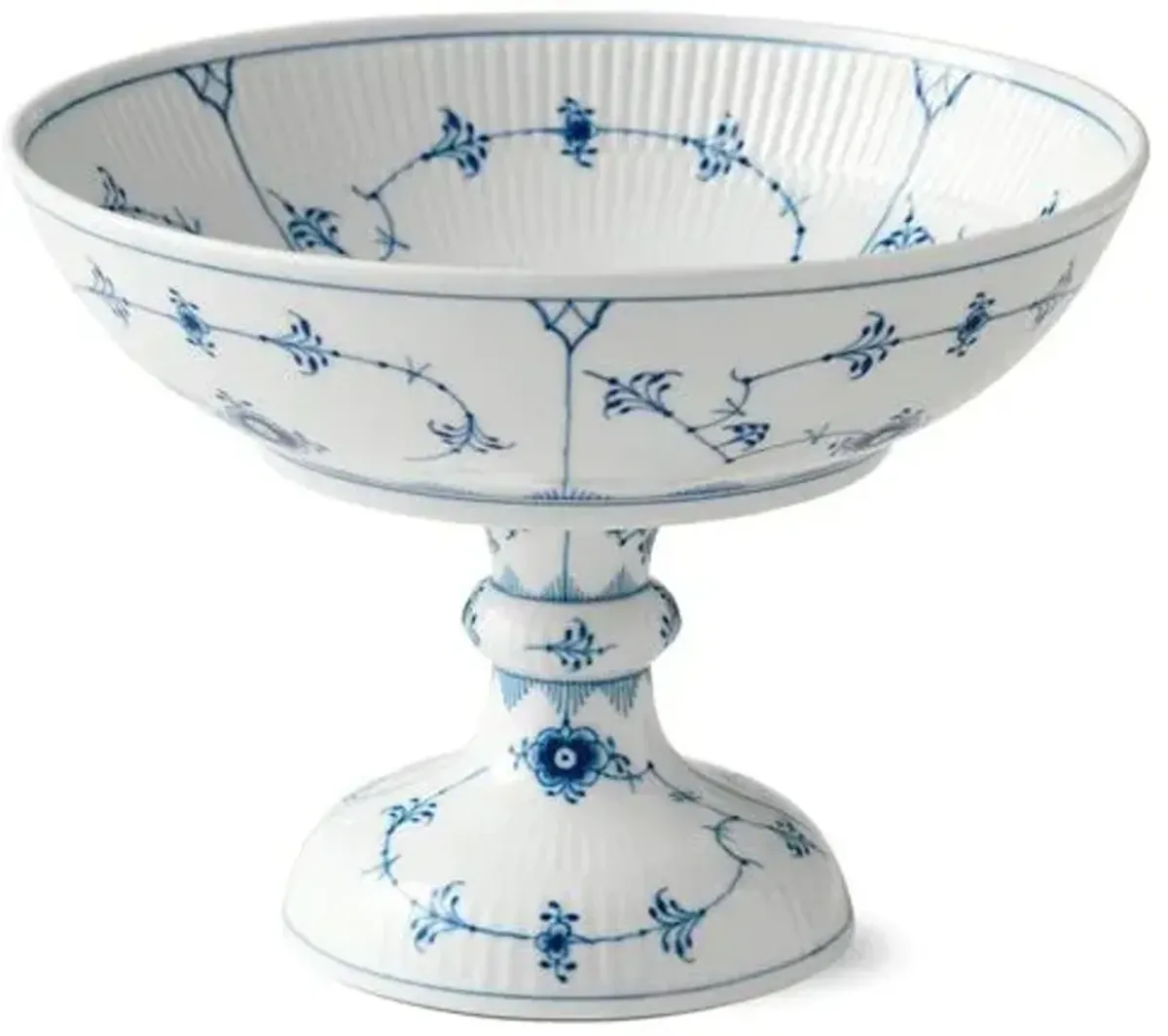 Fluted Plain Dessert Bowl - Blue/White - Royal Copenhagen