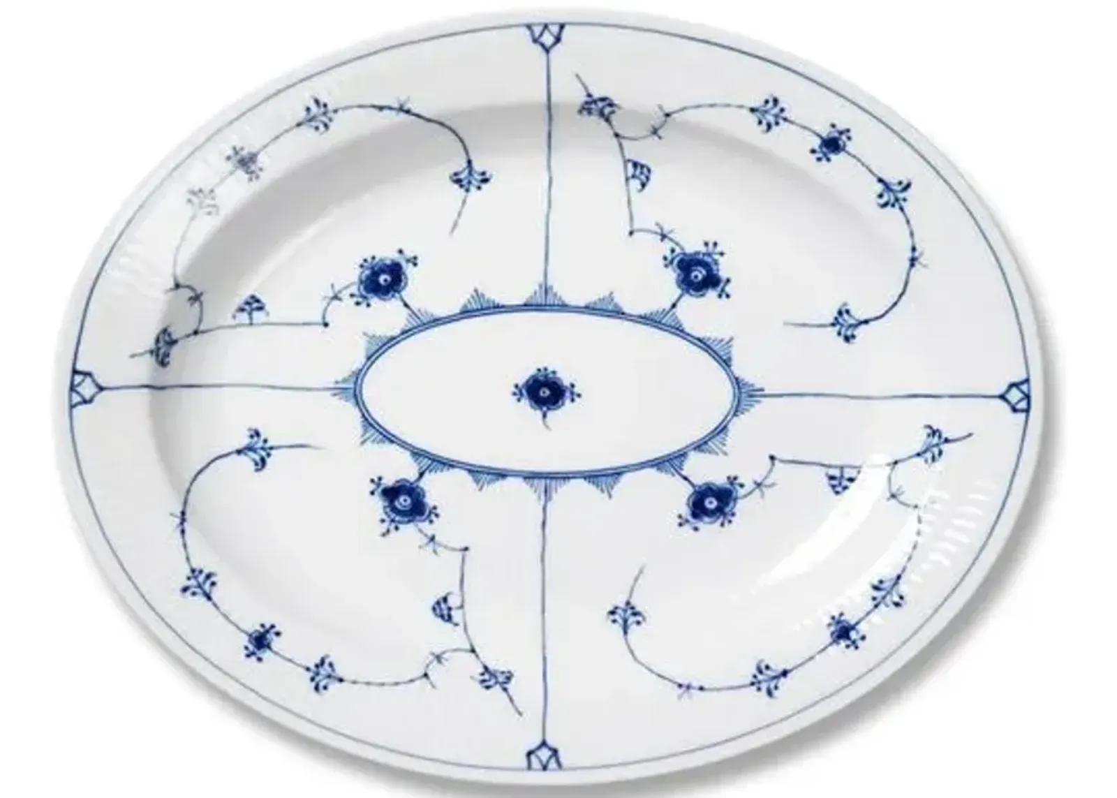 Blue Plain Oval Platter - Large - Royal Copenhagen - Handcrafted