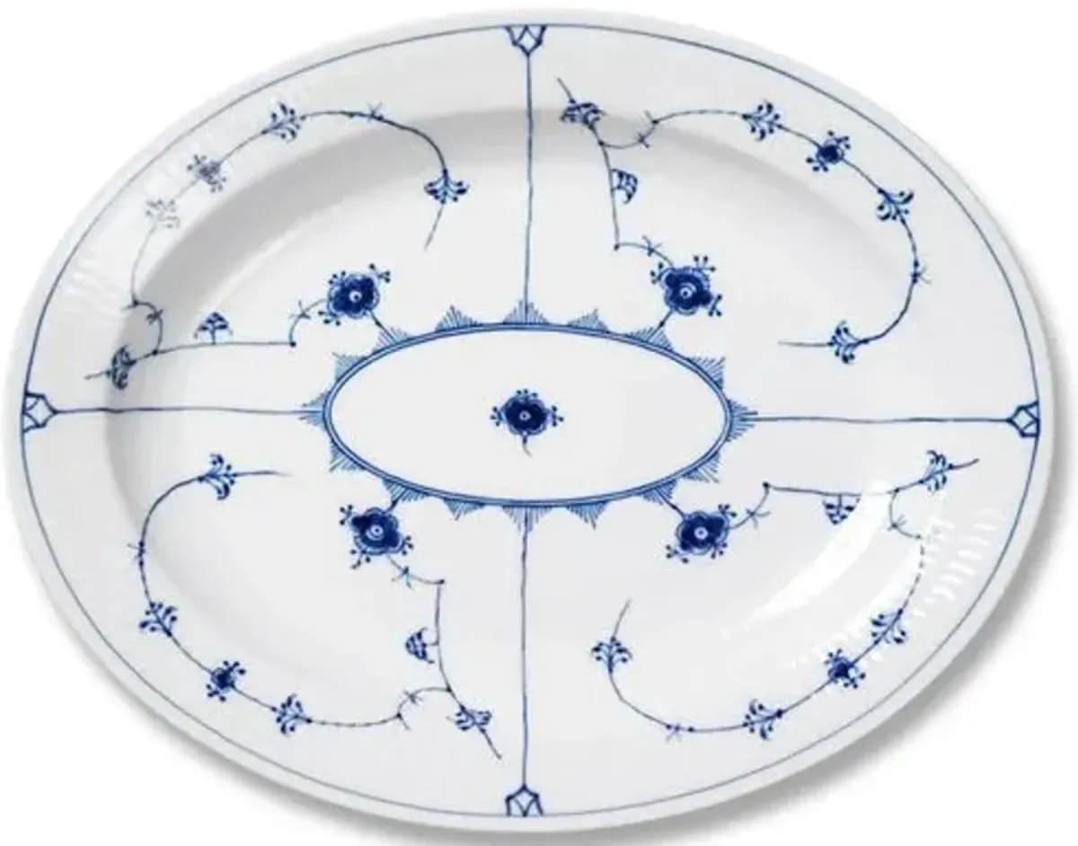 Blue Plain Oval Platter - Large - Royal Copenhagen - Handcrafted