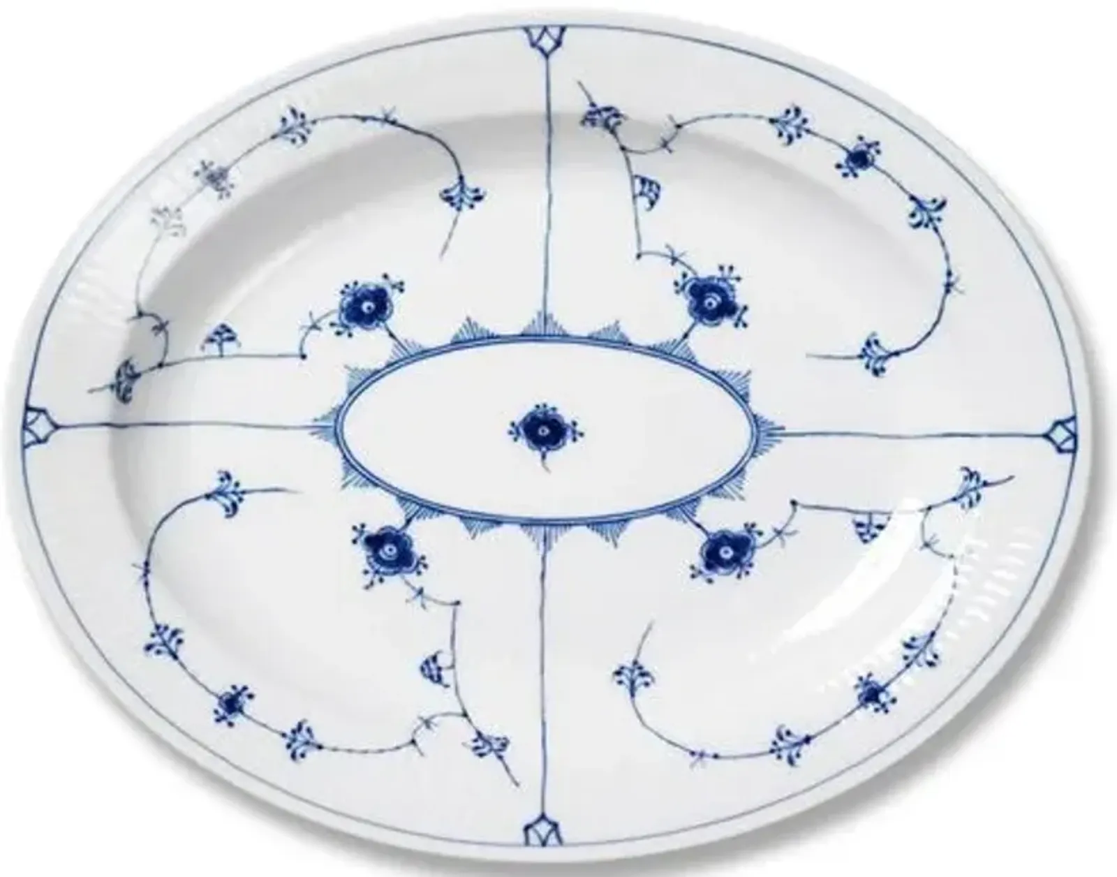 Blue Plain Oval Platter - Large - Royal Copenhagen - Handcrafted