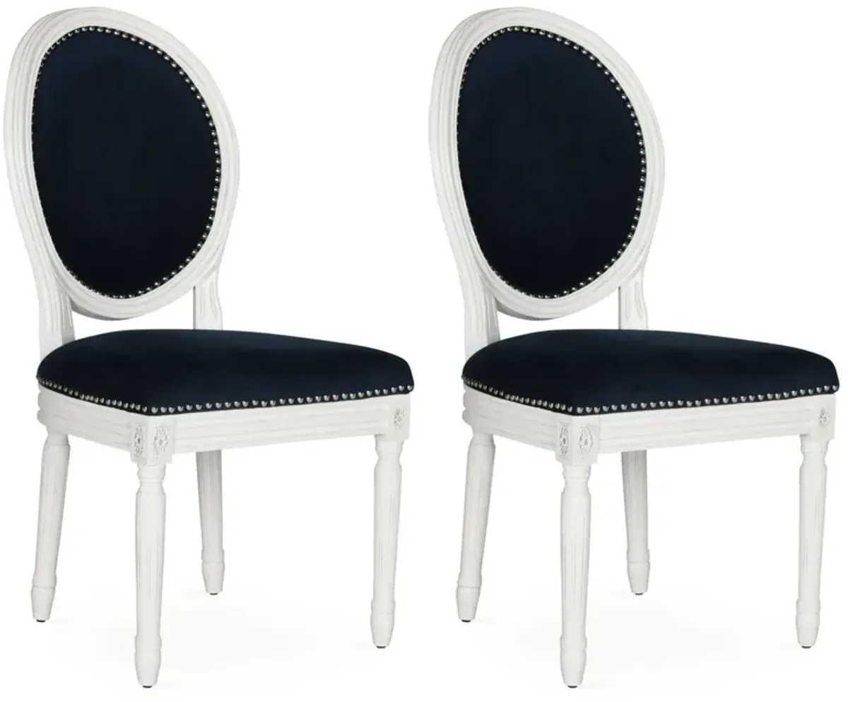 S/2 Hunter Side Chairs, Navy Velvet