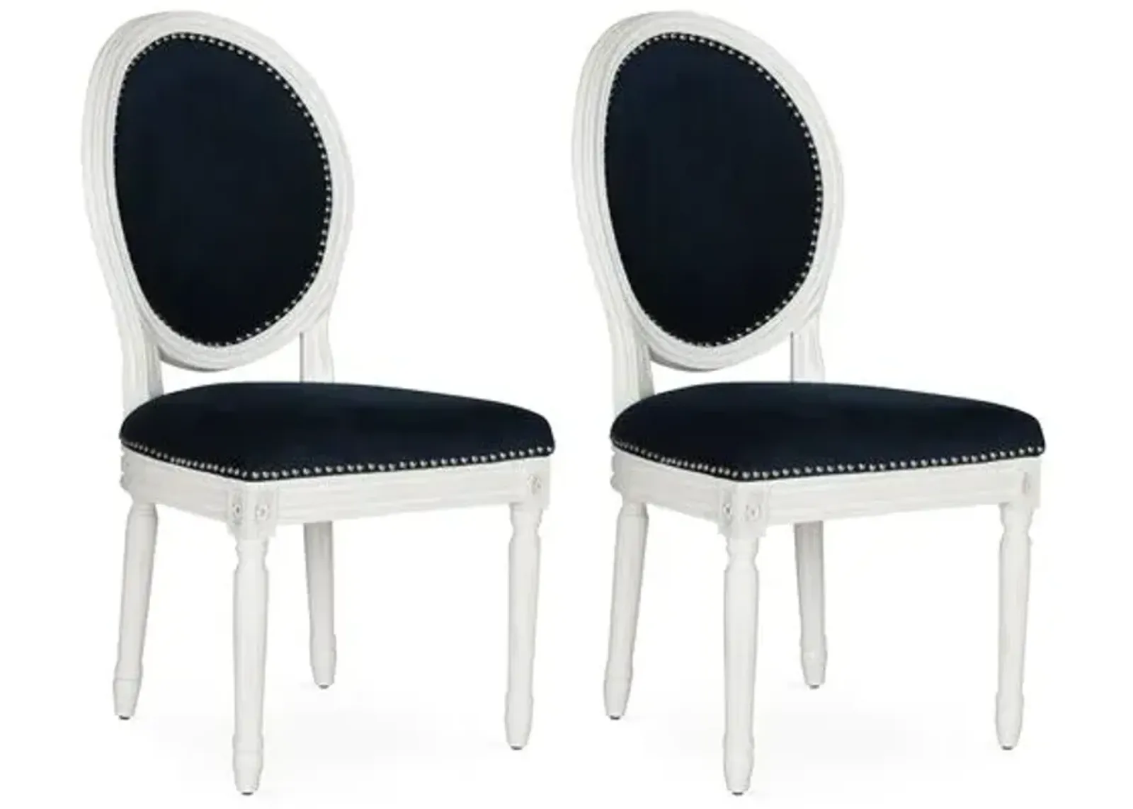 Set of 2 Hunter Side Chairs - Navy Velvet - Blue