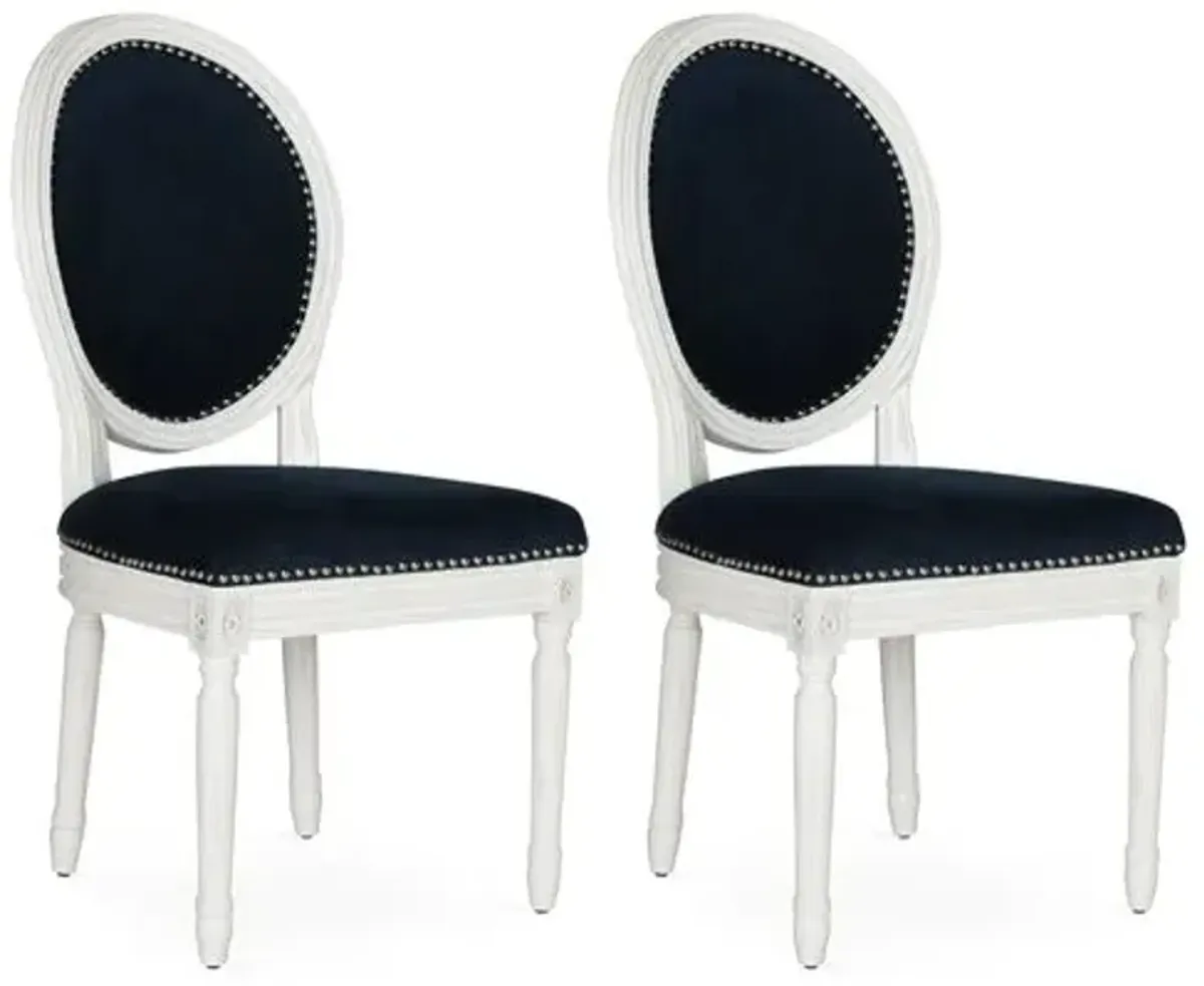 Set of 2 Hunter Side Chairs - Navy Velvet - Blue