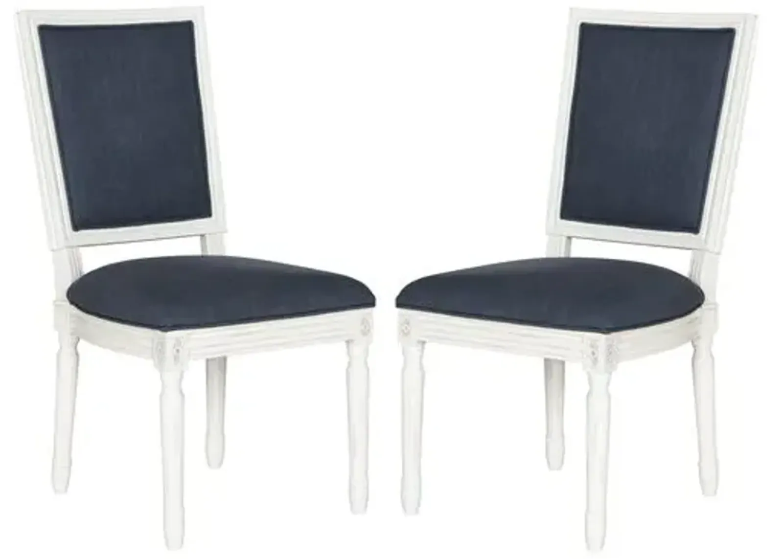 Set of 2 Lucy Side Chairs - Navy Linen - Blue