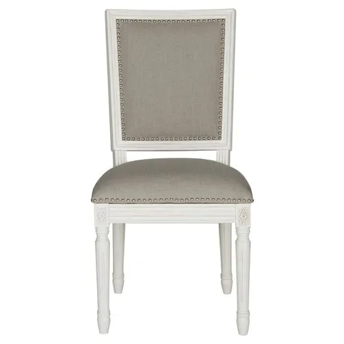 Light-Gray Linen Side Chairs - Set of 2