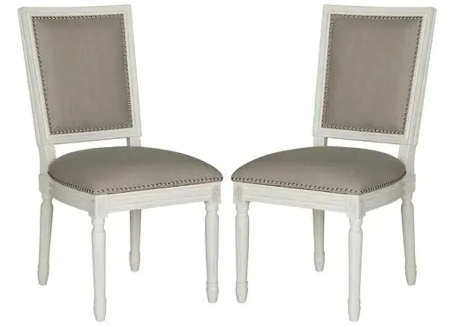 Light-Gray Linen Side Chairs - Set of 2