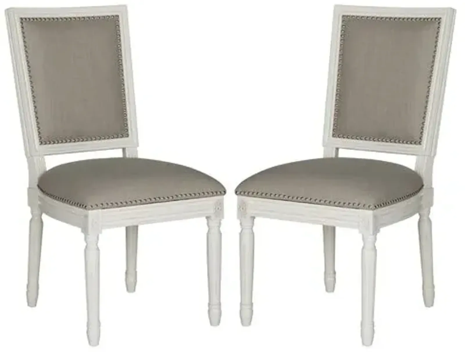 Light-Gray Linen Side Chairs - Set of 2