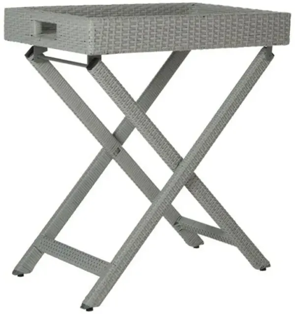 Conan Outdoor Rattan Folding Tray Table - Gray