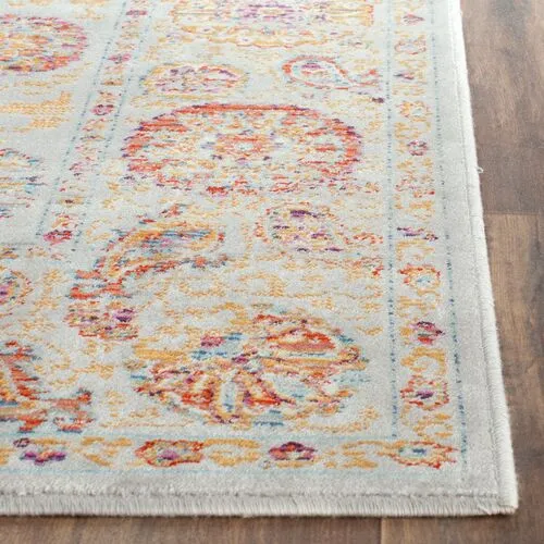 Kori Suzani Rug - Silver - Orange - Orange