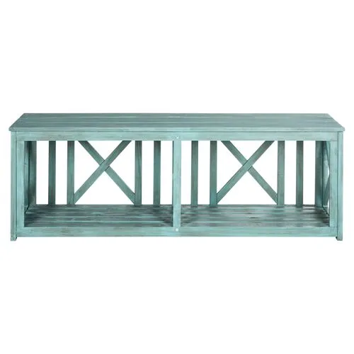 Brewer Outdoor Bench - Aqua - Blue