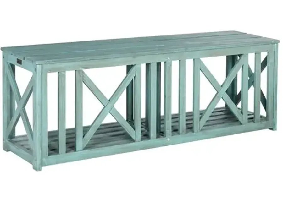 Brewer Outdoor Bench - Aqua - Blue