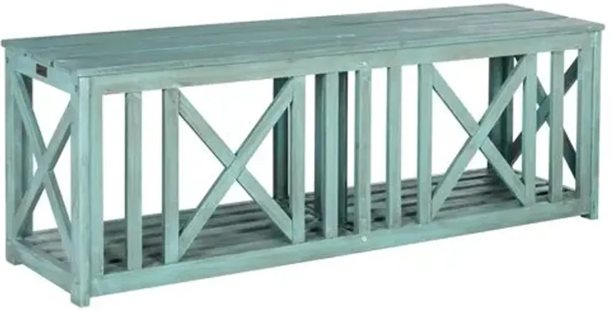 Brewer Outdoor Bench - Aqua - Blue