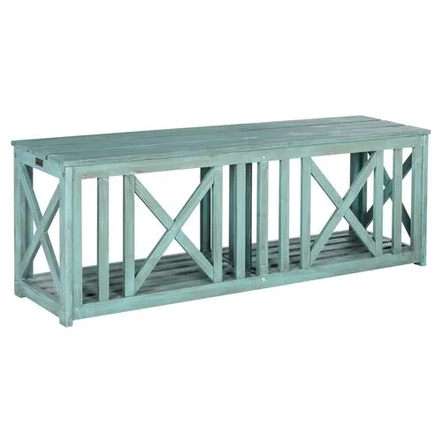 Brewer Outdoor Bench - Aqua - Blue