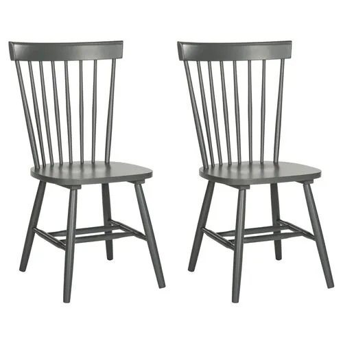 Set of 2 Abigail Side Chairs - Charcoal - Gray